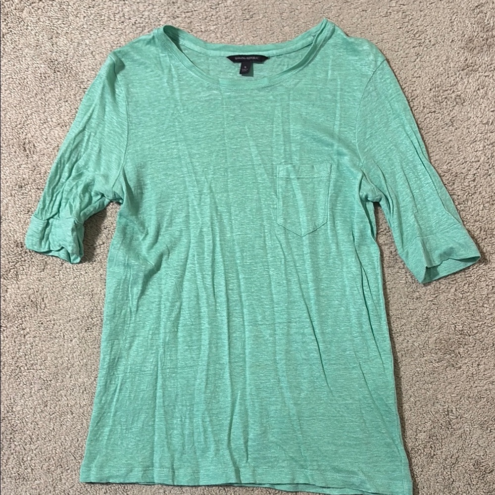 Banana Republic Green 3/4 Sleeve Relaxed Tee
